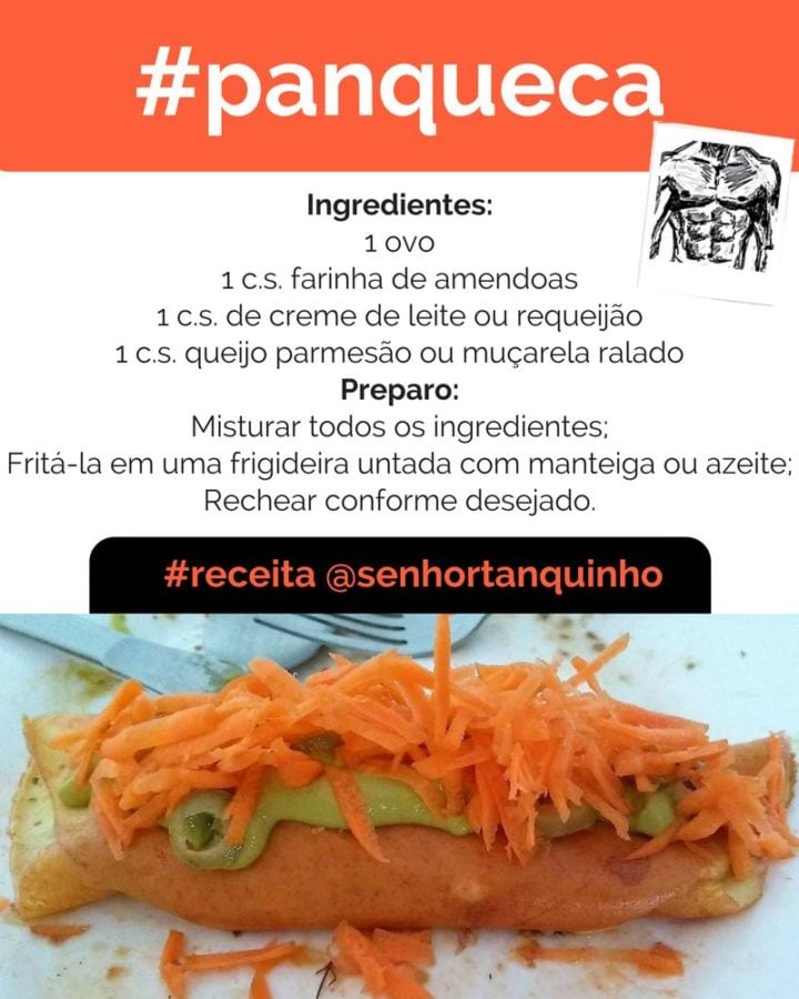 Imagem contendo a receita completa da panqueca low-carb